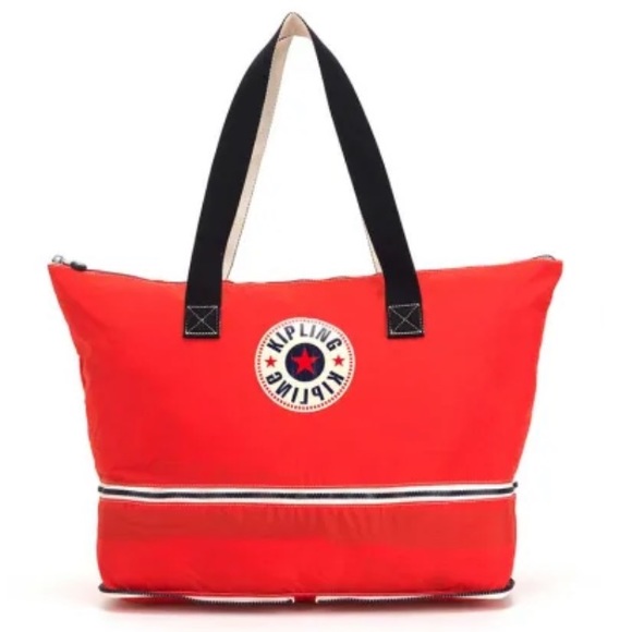 New Kipling Imagine Pack Tote Large Red black foldable  with tags ⭐️⭐️⭐️⭐️⭐️ - Picture 15 of 17